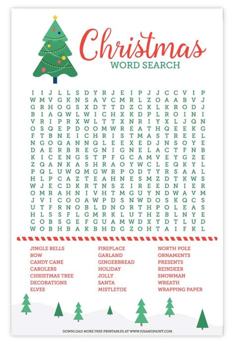 Free Christmas Word Search Printables