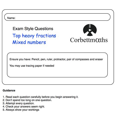 Improper Fractions Mixed Numbers Practice Questions Corbettmaths