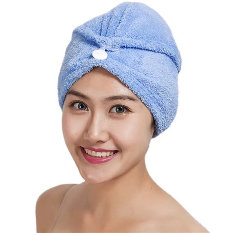 Coxeer Coral Fleece Hair Towel Fast Dry Wrap Hat Ultra Soft Soild Color