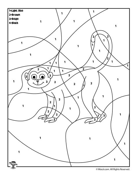 Monkey Color By Number Woo Jr Kids Activities Childrens Publishing