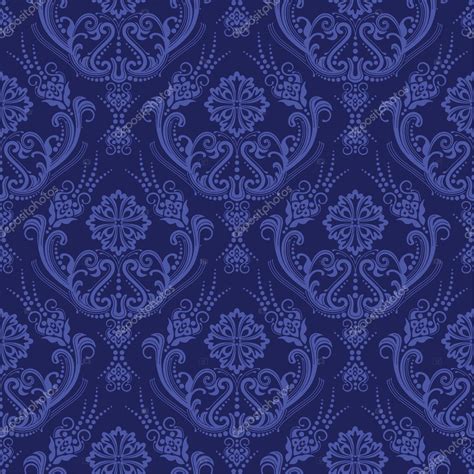 Luxury Blue Floral Damask Wallpaper — Stock Vector © Linas 4345803
