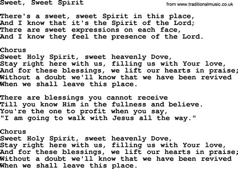 Baptist Hymnal Christian Song Sweet Sweet Spirit Lyrics With Pdf