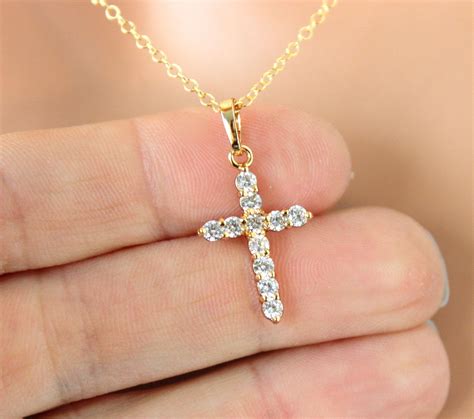 Best Seller Gold Cross Necklace Women Christian Jewelry Etsy In