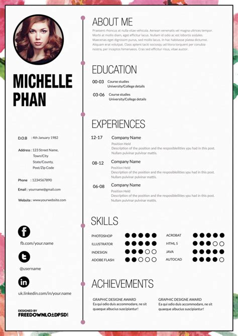 07900257283 email check out the templates below for more cv samples Designer CV Template Free PSD | FreedownloadPSD.com