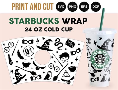Magic Starbucks Cup Svg Full Wrap Starbucks Svg Wizard Etsy