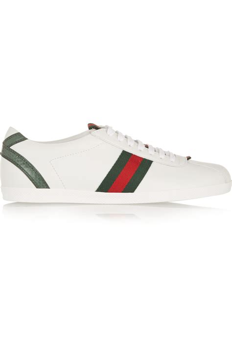 Gucci New Ace Watersnake Trimmed Leather Sneakers In White Lyst Canada