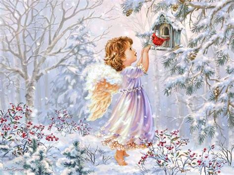 ♥ Dona Gelsinger ♥ Christmas Angels Christmas Landscape Painting