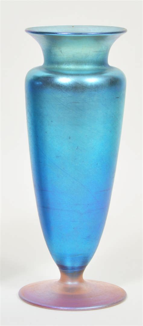 Lot Quezal Blue Iridescent Art Glass Vase