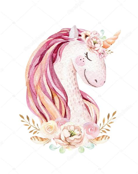 Elke dag worden duizenden nieuwe afbeeldingen van hoge kwaliteit toegevoegd. Isolated cute watercolor unicorn clipart with flowers ...