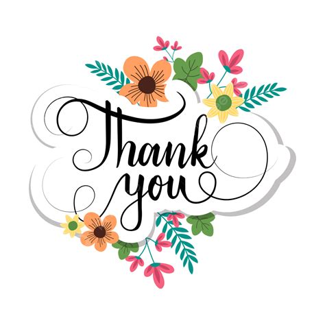 Thank You Text Decorated By Floral Ornaments Thank You Thankyou Background Png And Vector