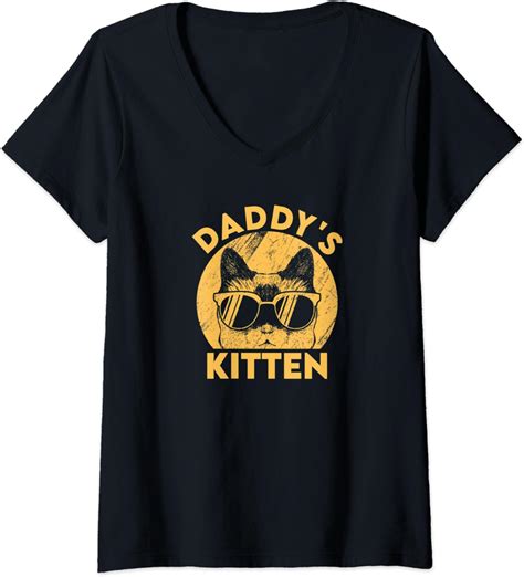 womens daddy s kitten v neck t shirt uk fashion