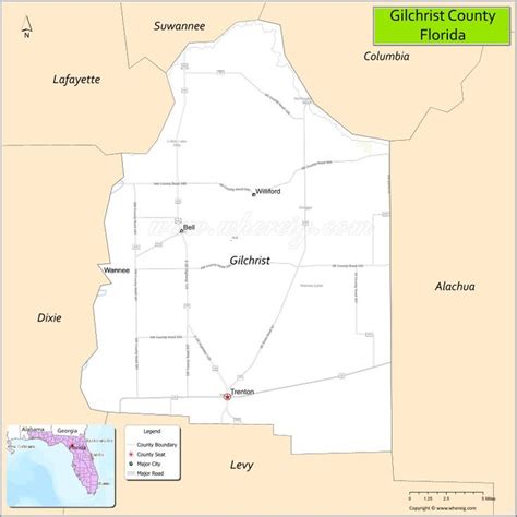 Map Of Gilchrist County Florida Where Is Located Cities Population