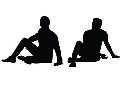 Silhouette Vector Stock — Male Silhouettes Sitting On Ground So Many