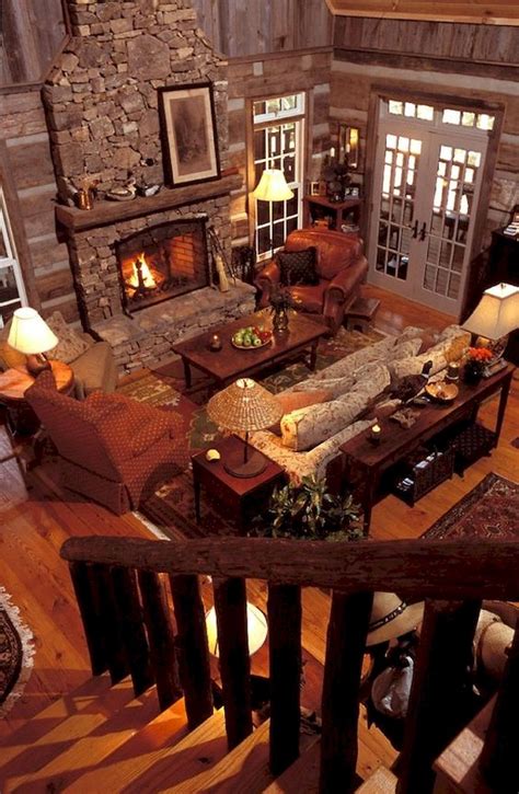 Gorgeous 60 Stunning Log Cabin Homes Fireplace Design Ideas