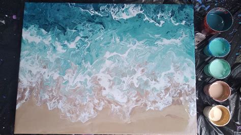 Diy Beach Acrylic Pour Painting Fluid Art Easy For Beginners Artofit