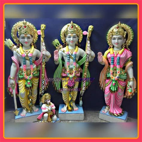 Multicolor Painted Color Coated Ram Darbar Marble Statue, For Worship ...