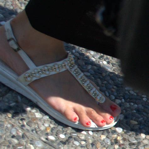 Candid Turkish Girls Feet Candid Turkish Lady White Sandal Feet And Long Red Toes