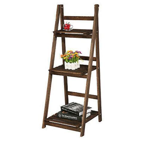 3 Tier Wooden Ladder Shelf Display Stand Unit Home Plant Etsy