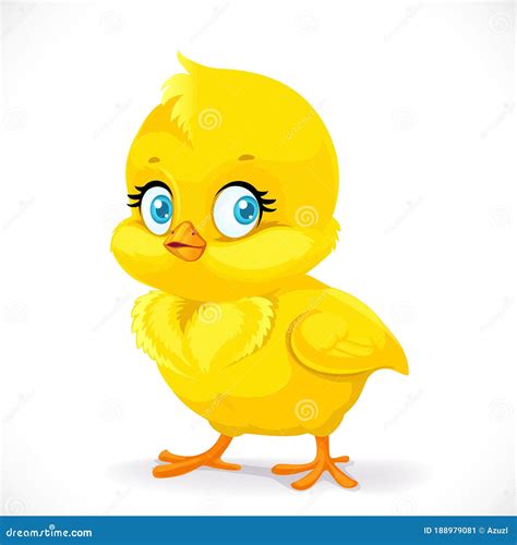 Little Cute Yellow Cartoon Chick Isolated On A White Stock Illustration