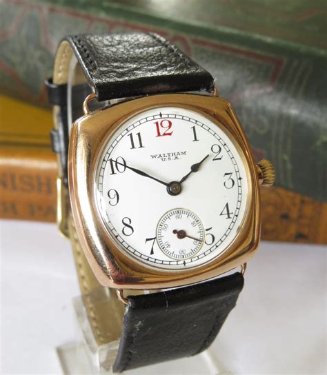 Antique Waltham 9ct Gold Gents Wrist Watch 613986 Uk