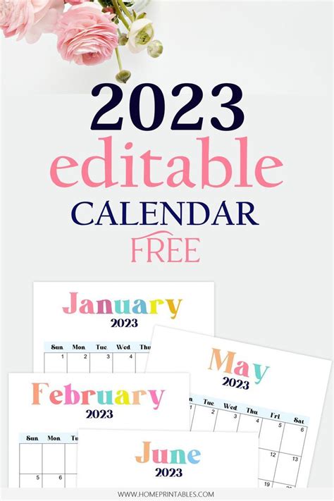 Editable Calendar 2023 Template Free Printable Calendar Templates