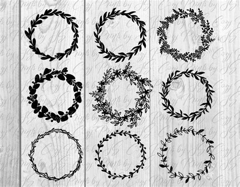 Botanical Floral Wreaths Svg Dxf Files Collection For Cricut Etsy