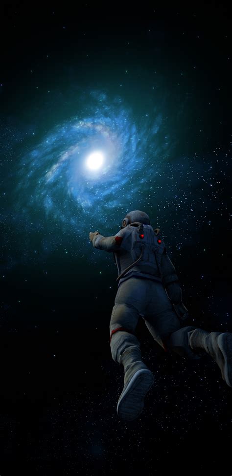 Download Wallpaper 1440x2960 Astronaut Spiral Galaxy Nebula Cosmos