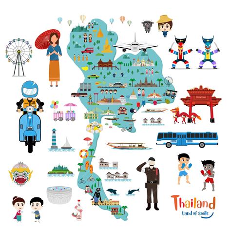 Premium Vector Thailand Map Thailand Travel And Landmarks Vector