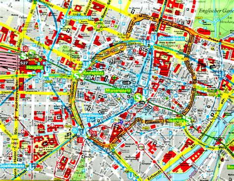 Large Scale Detailed Road And Tourist Map Of Central Part Of Munich