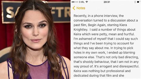Drector Tweets Apology To Keira Knightley After Criticism In Interview Mashable