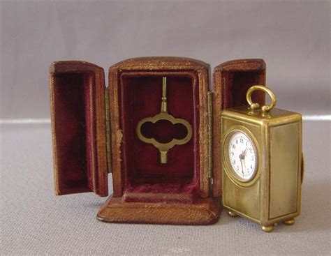 Antique Miniature Carriage Clock In Original Leather Case Gavin