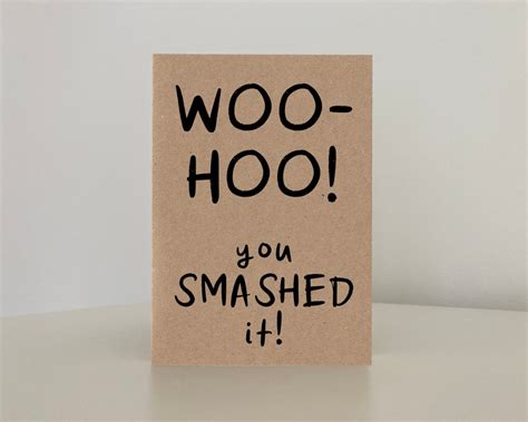 Woohoo You Smashed It Funny Congratulations Card Well Done Etsy