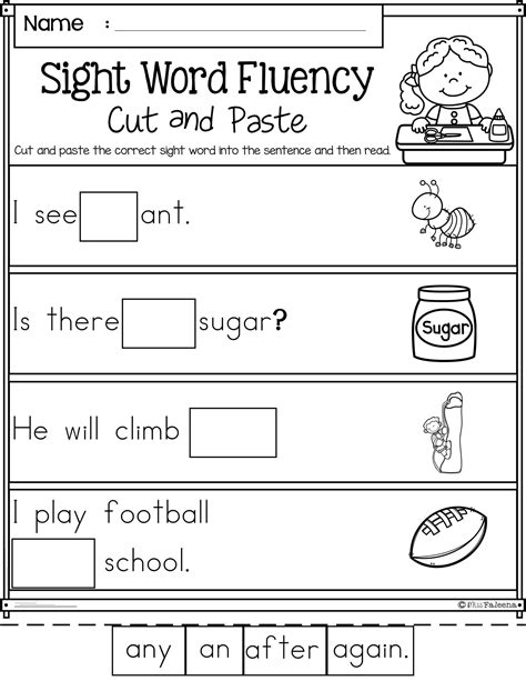 Kindergarten Reading Worksheets Sight Words Worksheets