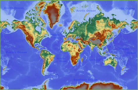 Detailed Physical Map Of The World United States Map