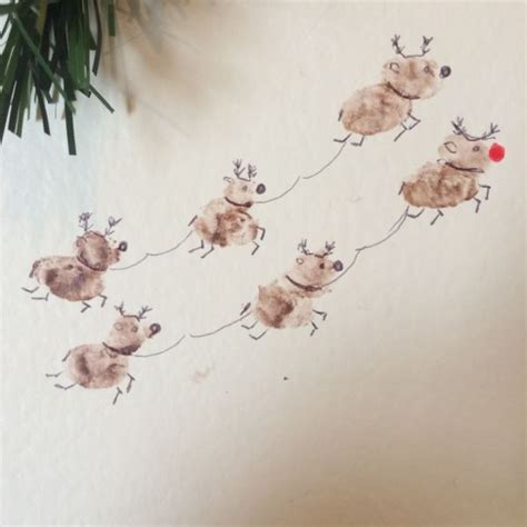 Fingerprint Reindeer Christmas Card Craft For Kids Toby