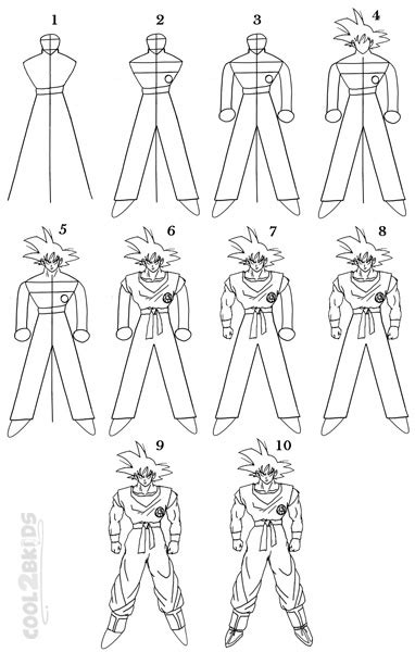 Goku Drawing Easy Full Body How To Draw Goku From Dragon Ball Z Step 06 Bodycrwasute