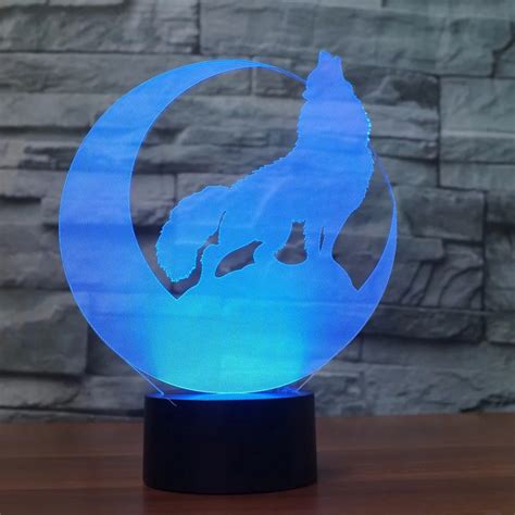 Cute Wolf 3d Night Light Creative Electric Illusion 3d Lamp Led 7 Color