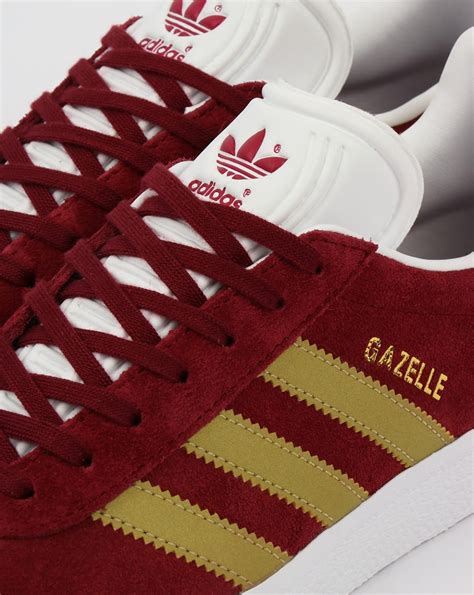 adidas gazelle trainers burgundy gold originals shoes mens sneakers