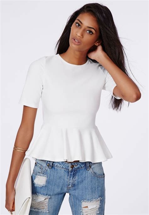 Missguided Brenna Mid Sleeve Peplum Top White Where To Buy And How