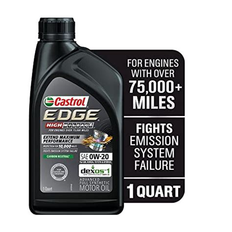 Castrol Edge High Mileage 0w 20 Advanced Full Synthetic Motor Oil 1