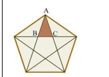 Traçando-se as cinco diagonais de um pentágono regular obtemos uma estrela conforme ilustra a ...