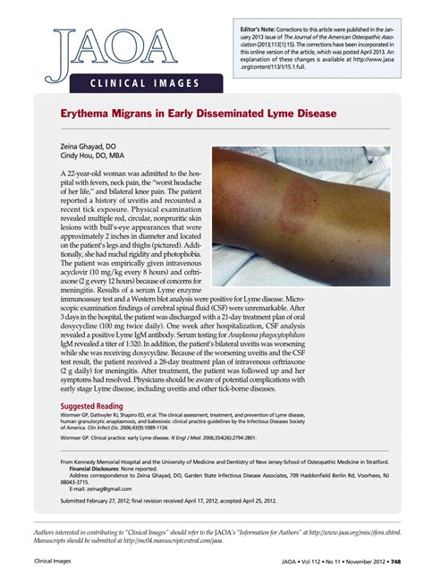 Pdf Erythema Migrans In Early Disseminated Lyme Disease