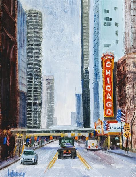 Chicago Theater City Painting Urban Landscape Chicago Loop Etsy