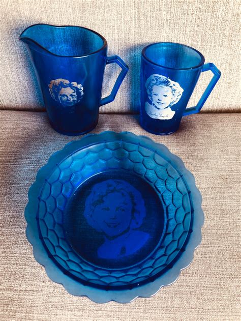 Shirley Temple Cobalt Blue Glass Set Etsy