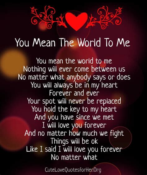 You Mean The World To Me Poems For Her And Him