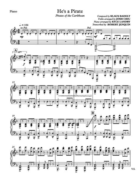 } free he's a pirate piano sheet music is provided for you. All Sheets: Pirates of the Caribbean - He's a Pirate - Piano and violin duet (Kyle Landry ...