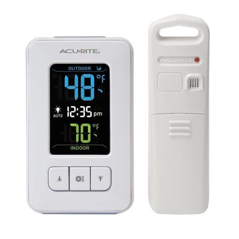 Acurite Digital Wireless Indooroutdoor White Thermometer With Clock At