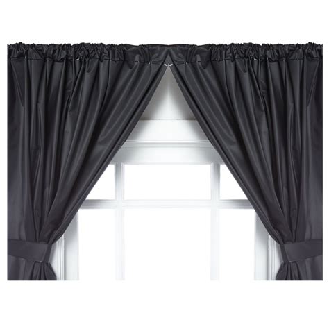 Black Double Swag Vinyl Bathroom Window Curtains W Tie Backs 36lx45w
