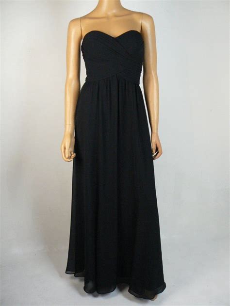 240 Ralph Lauren Black Ruched Chiffon Strapless Sweetheart Gown 2 Nwt