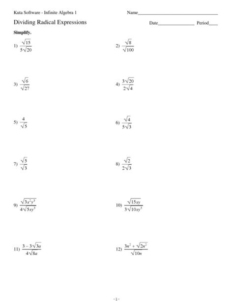 17 Best Images of Algebra 1 Radicals Worksheet - 7th Grade Algebra